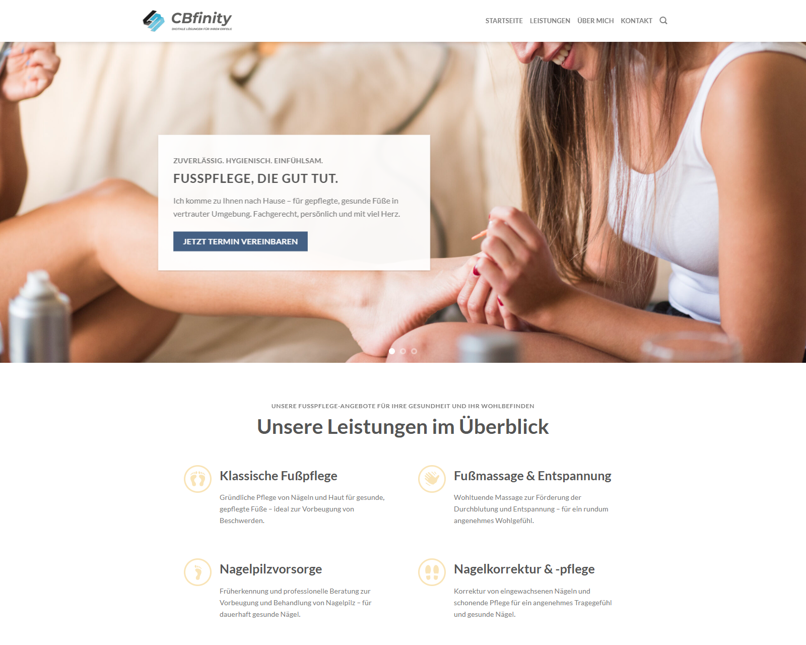 Webseite Demo für Fußpflege, Kosmetik, Friseur, Massage